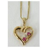 Gold Over Sterling Silver Ruby Diamond Heart