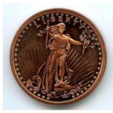 1 oz Pure Copper Round - Saint Gaudens Liberty