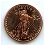 1 oz Pure Copper Round - Saint Gaudens Liberty