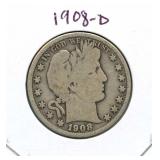 1908-D Barber Half Dollar