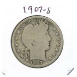 1907-S Barber Half Dollar