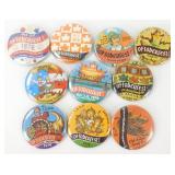 10 Oktoberfest Buttons: 1970, 1971, 1972, 1973,
