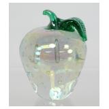 Glass Eye Studio Iridescent Green Apple Art Glass