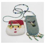 Older Hand Beaded Coin Purse & Neck Pouch - Santa