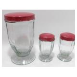 * Set of 3 Retro Glass Containers Canister Set