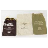 Group of 3 Vintage Canvas Bank Bags Federal