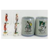 ** Pabst - 2 Stem Glasses, 2 Shot Glasses, 2 Mugs