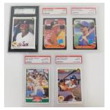 5 Graded Baseball Rookie Cards - 1987 to 1990.