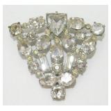 Vintage Triangle Clear Rhinestone Brooch