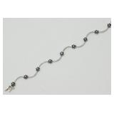 14k White Gold Bracelet with Blue Sapphires and