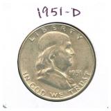 1951-D Franklin Silver Half Dollar