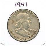 1951 Franklin Silver Half Dollar