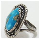 Turquoise & Silver Ring w/ Initials of Maker