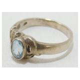 Sterling Aquamarine  / March Birthstone Ring -