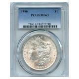 1886 Morgan Silver Dollar - PCGS MS63