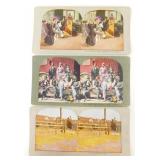 (3) American Heritage Scene Stereoview Cards -