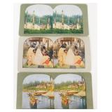 (3) Native American Stereoview Cards: Kiowa