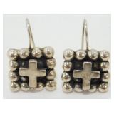 Vintage Sterling Silver Cross Earrings Signed