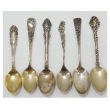 6 Sterling Spoons - Very Ornate, Marked, 59.81