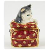 Enameled and Jeweled Cat Trinket Box