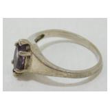 Vintage Sterling Silver Amethyst Ring - Size 6