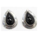 Sterling & Black Onyx Earrings - 12.19 grams
