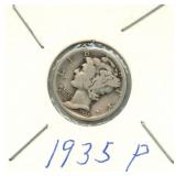 1935-P Mercury Silver Dime