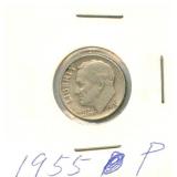 1955-P Roosevelt Silver Dime