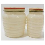 * Ivory Tulip Covers Grease Jar and Pepper Shaker