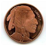 1 oz .999 Copper Round - Buffalo Nickel Design