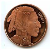 1 oz .999 Copper Round - Buffalo Nickel Design