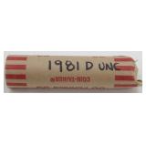Roll of 50 Uncirculated 1981-D Lincoln Memorial