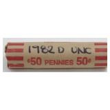 Roll of 50 Uncirculated 1982-D Lincoln Memorial
