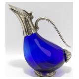 * Vintage Cobalt Blue Glass Wine Decanter with