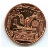 1899 Black Eagle Banknote Style 1 oz Fine Copper