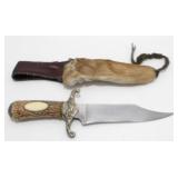 11-3/4" Knife with Real Deer Hide Sheath - Very