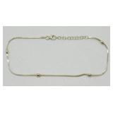 Sterling Silver Ball Ankle Bracelet - Adjustable
