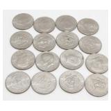 16 Different Kennedy Half Dollars: 1971-D,