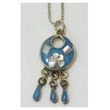 Vintage Sterling Silver 18ï¿½ Box Chain w/ Inlay