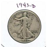 1943-D Standing Liberty Silver Half Dollar