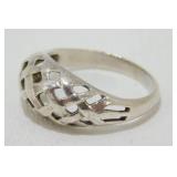Vintage Sterling Silver Weaved Look Dome Ring -