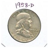 1958-D Franklin Silver Half Dollar