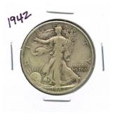 1942 Walking Liberty Silver Half Dollar