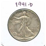 1941-D Standing Liberty Silver Half Dollar