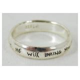 Sterling Silver Faith Ring/Band - Size 7.5