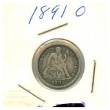 1891-O Seated Liberty Silver Dime