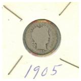 1905 Barber Silver Dime