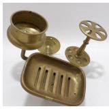 Antique Brass Bathroom Fixture with Soap Dish and