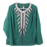 Bob Mackie Top - Green Suede with Leather Trim,