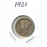 1921 Mercury Silver Dime